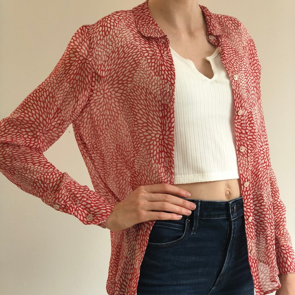 Floral French Button Up Blouse